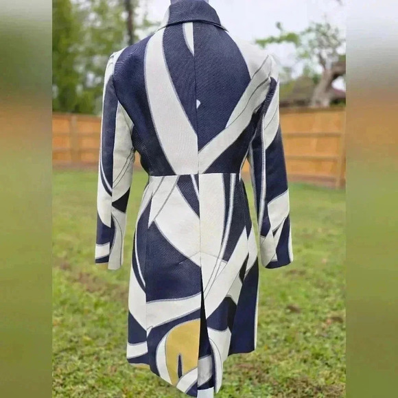 Mod Coat Ann Taylor Jacquard Vintage Inspired Abstract Print - Picture 6 of 16